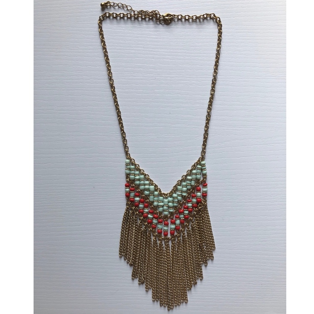 Beaded Chain Link Statement Necklace